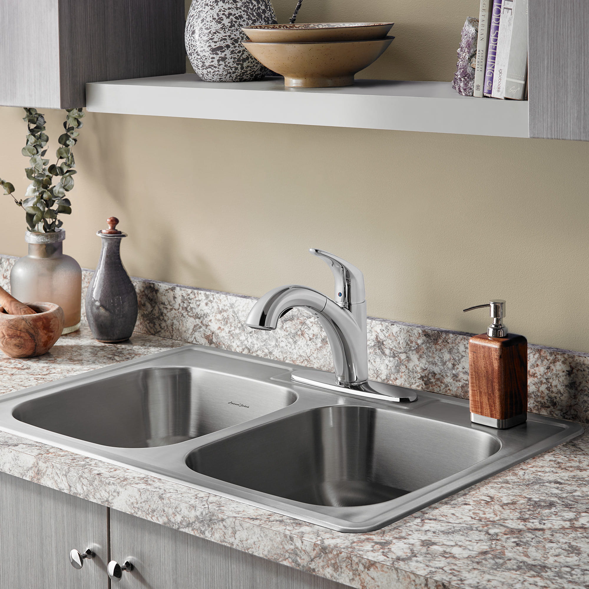 Colony™ 33 x 22-Inch Stainless Steel 4-Hole Top Mount Double-Bowl ADA Kitchen Sink